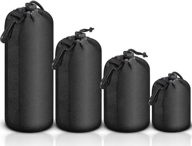 Main image of 4X Lens Pouch Set Lens Case Bag for Canon Nikon Sony Panasonic Pentax Olympus Fuji Leica Sigma Tamron DSLR Camera Lens - Size: Small, Medium, Large and Extra Large