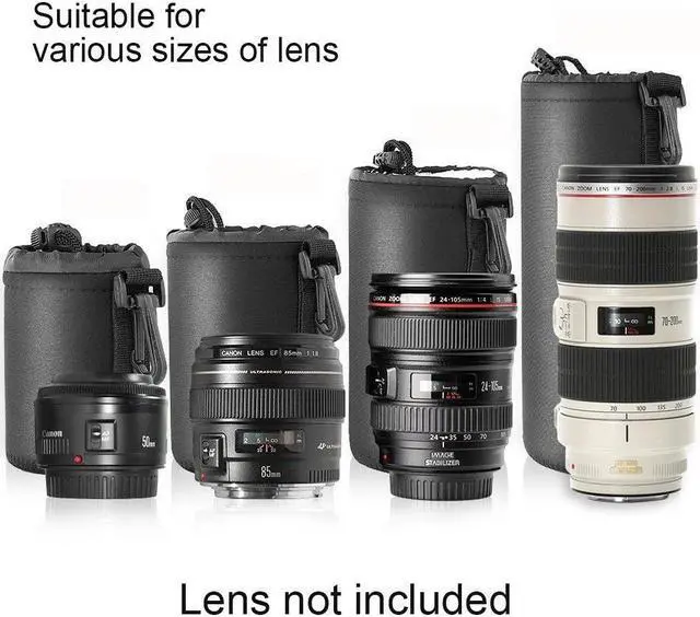 Alt view image 2 of 7 - 4X Lens Pouch Set Lens Case Bag for Canon Nikon Sony Panasonic Pentax Olympus Fuji Leica Sigma Tamron DSLR Camera Lens - Size: Small, Medium, Large and Extra Large