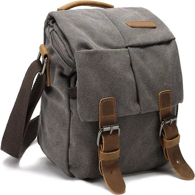 Main image of Vintage Canvas Camera Bag Waterproof Leather DSLR SLR Messenger Shoulder Bag