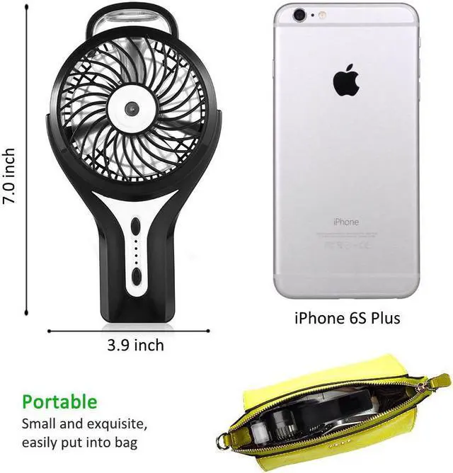 Alt view image 4 of 6 - Mini Handheld USB Misting Fan with Personal Cooling Mist Humidifier Rechargeable Portable Mini Misting Cooling Fan for Home Office and Travel