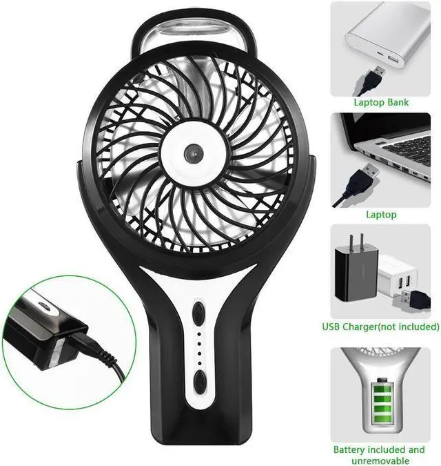 Alt view image 3 of 6 - Mini Handheld USB Misting Fan with Personal Cooling Mist Humidifier Rechargeable Portable Mini Misting Cooling Fan for Home Office and Travel