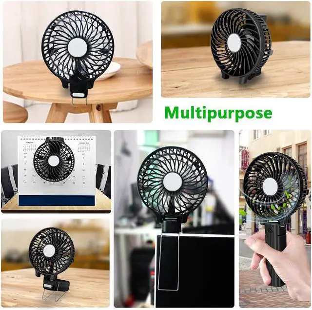 Alt view image 7 of 7 - Handheld Portable Battery Operated Rechargeable USB Fan,Mini Personal fan with 2000mAh Battery and 3 Settings for Travel Home and Office Use (Strong Wind, Adjustable Angle)- Multipurpose