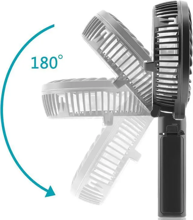Alt view image 2 of 7 - Handheld Portable Battery Operated Rechargeable USB Fan,Mini Personal fan with 2000mAh Battery and 3 Settings for Travel Home and Office Use (Strong Wind, Adjustable Angle)- Multipurpose