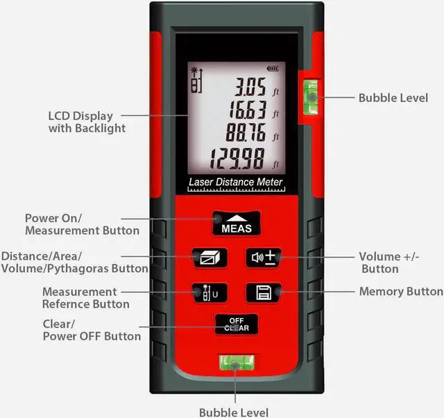 Alt view image 2 of 7 - Advanced Laser Measure Digital Laser Tap Measures with Mute Function Laser Measuring Device with Pythagorean Mode, Measure Distance, Area and Volume