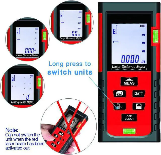 Alt view image 3 of 7 - Advanced Laser Measure Digital Laser Tap Measures with Mute Function Laser Measuring Device with Pythagorean Mode, Measure Distance, Area and Volume