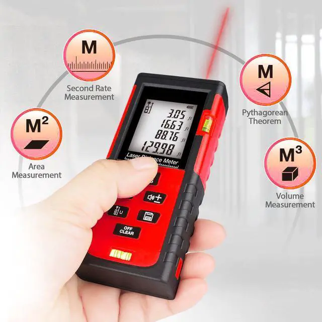 Alt view image 4 of 7 - Advanced Laser Measure Digital Laser Tap Measures with Mute Function Laser Measuring Device with Pythagorean Mode, Measure Distance, Area and Volume