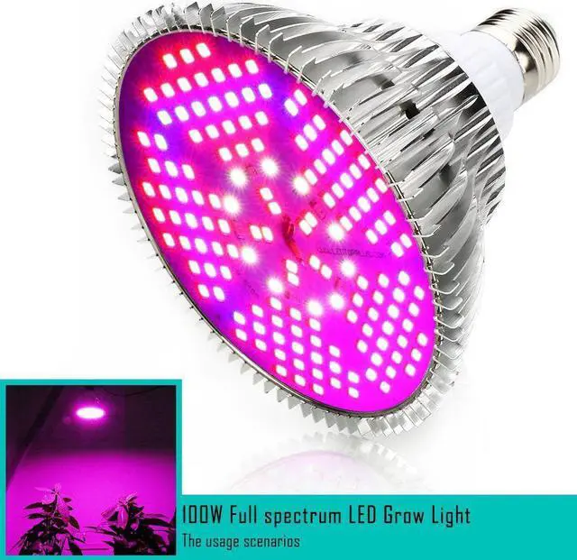 Alt view image 3 of 7 - 100W Led Grow Light Bulbs Full Spectrum Plant Light Lamp for Indoor Plants Vegetables Greenhouse and Hydroponic,150PCs 2835 Chips E27 Base grow light AC 85~265V