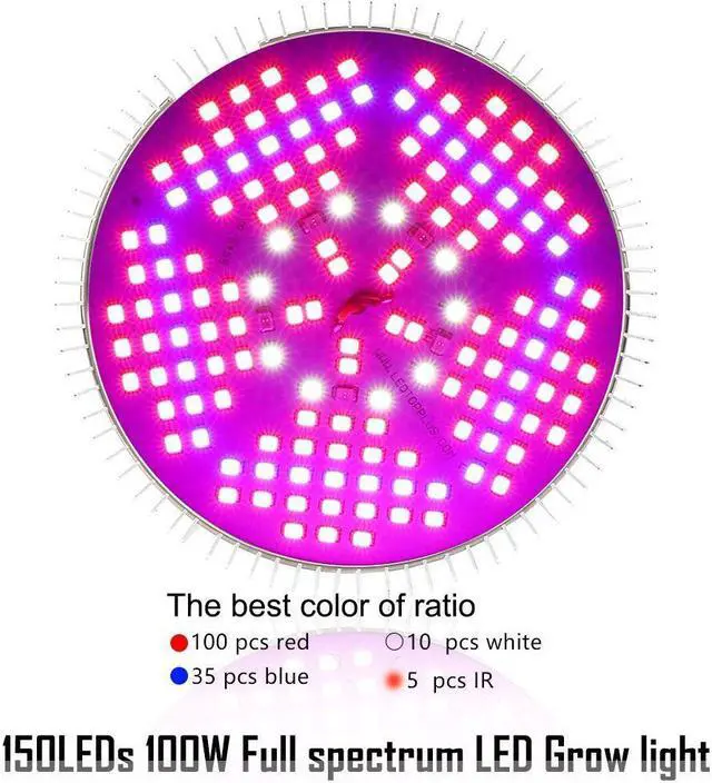 Alt view image 5 of 7 - 100W Led Grow Light Bulbs Full Spectrum Plant Light Lamp for Indoor Plants Vegetables Greenhouse and Hydroponic,150PCs 2835 Chips E27 Base grow light AC 85~265V