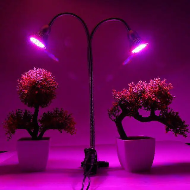 Alt view image 2 of 7 - Dual Head LED Grow Light, 60W Full Spectrum Desk Clip Plant Lamp Bulb with Double Flexible Gooseneck and Individual Switch for Home Office Indoor Plants Hydroponic Greenhouse