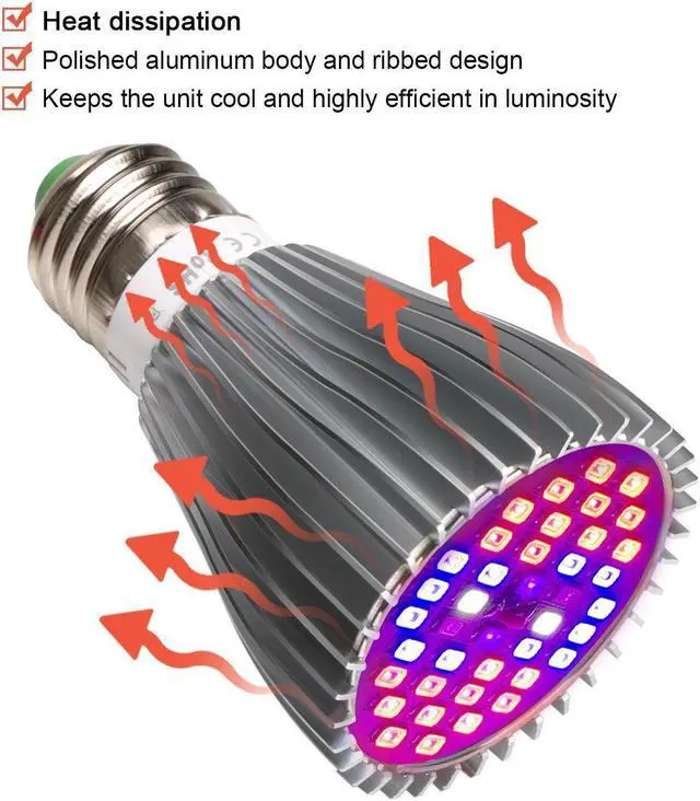 Alt view image 3 of 7 - LED Grow Light Bulb,30W Full Spectrum Grow bulbs for Indoor Plants Hydroponic,Plant lights Bulbs for Succulent Flowers Tobacco Vegetable Seedling (E26 / E27)
