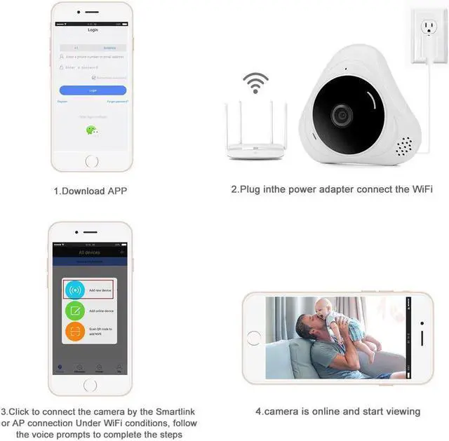 Alt view image 4 of 7 - IP Camera 960p Wireless Security Camera 360 Degree with Motion Detection, Two Way Audio and Night Vision, Indoor Surveillance Camera for Home