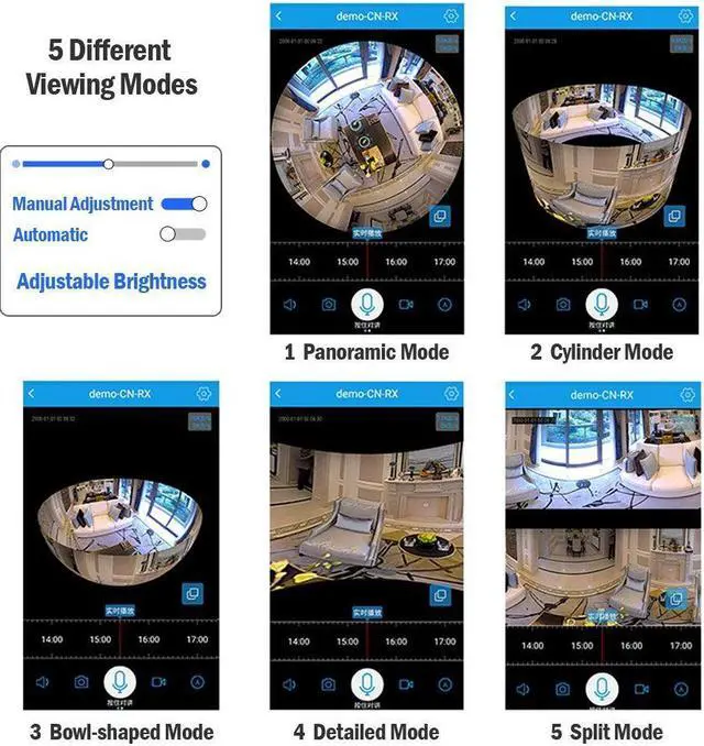 Alt view image 5 of 7 - 360 Panoramic Degree Night Vision Wireless Security IP camera wifi Fish Eye Lens 960P 3D Indoor Outdoor Security system for baby pet elder Support Android IOS Windows Mac