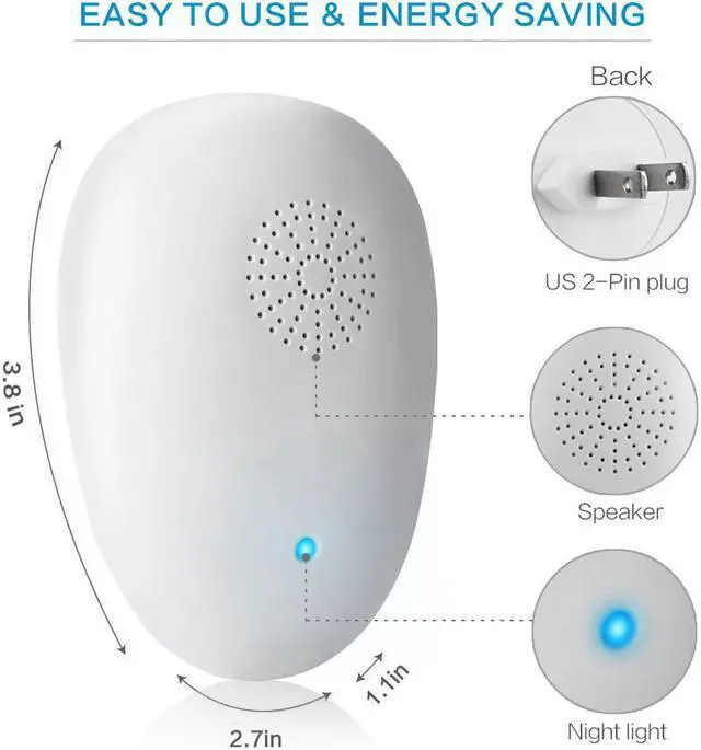 Alt view image 4 of 7 - Ultrasonic Pest Repellent, Electronic Mosquito Pest Repeller Control Plug Indoor for Ant, Mice,Roaches, Bugs,Fleas, Spiders Safe Insect Pest repeller - 4 Packs