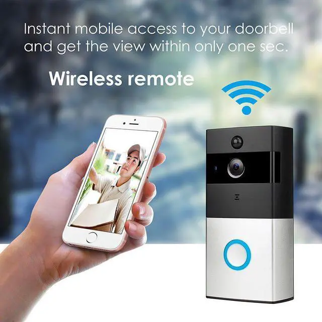 Alt view image 7 of 7 - WIFI Video Doorbell Smart Doorbell 720P HD Security Camera with Chime 8G Memory Storage Real-Time Two-Way Talk and Video Night Vision PIR Motion Detection and App Control for IOS and Android