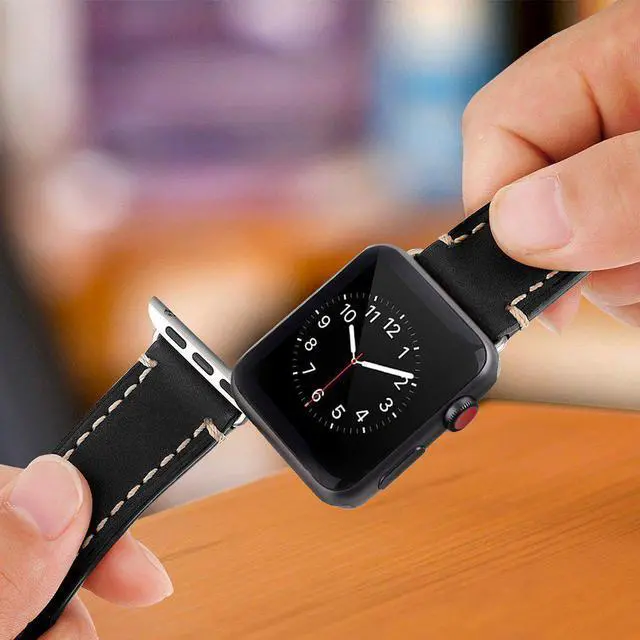 Alt view image 7 of 7 - For Apple Watch Band 38mm Genuine Leather iWatch Bands Strap Vintage Brown with Stainless Metal Clasp for Apple Watch Series 3 Series 2 Series 1 Sport Edition