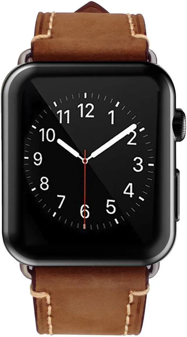 Alt view image 2 of 7 - For Apple Watch Band 38mm Genuine Leather iWatch Bands Strap Vintage Brown with Stainless Metal Clasp for Apple Watch Series 3 Series 2 Series 1 Sport Edition