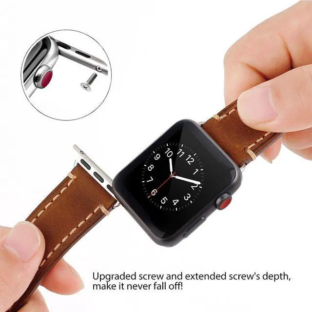 Alt view image 4 of 7 - For Apple Watch Band 38mm Genuine Leather iWatch Bands Strap Vintage Brown with Stainless Metal Clasp for Apple Watch Series 3 Series 2 Series 1 Sport Edition