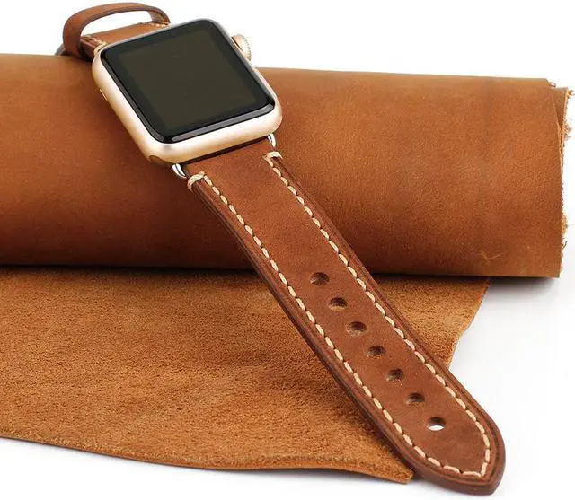 Alt view image 6 of 7 - For Apple Watch Band 38mm Genuine Leather iWatch Bands Strap Vintage Brown with Stainless Metal Clasp for Apple Watch Series 3 Series 2 Series 1 Sport Edition