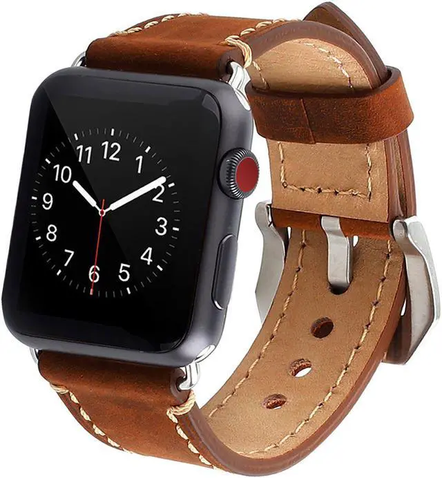 Main image of For Apple Watch Band 38mm Genuine Leather iWatch Bands Strap Vintage Brown with Stainless Metal Clasp for Apple Watch Series 3 Series 2 Series 1 Sport Edition