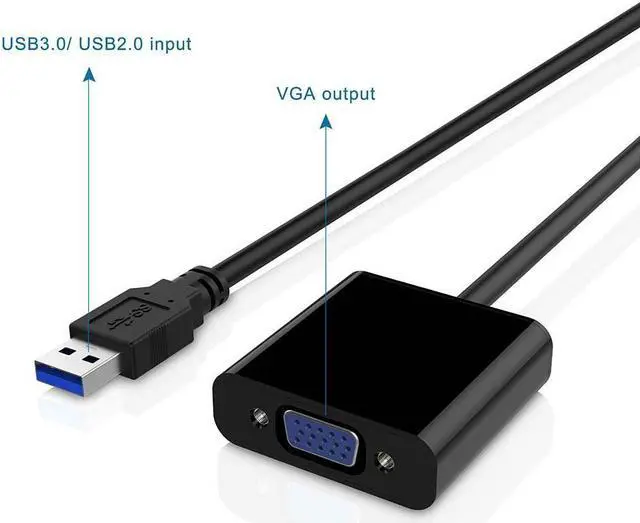 Alt view image 3 of 7 - USB 3.0 to VGA Adapter Multi-display Video Converter- PC Laptop Windows 7/8/8.1/10 Desktop Laptop PC Monitor Projector HDTV Chromebook - USB TO VGA Adapter Black