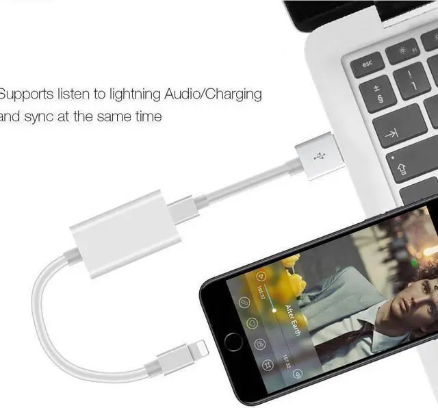Alt view image 4 of 7 - iPhone7/7 Plus Splitter & Dual Lightning Adapter 2 Lightning Port Headphone Audio and Charge Adapter Accessories for iPhoneX/iPhonei 8/Phone 7/7 Plus/6/6S/6S Plus and so on (White)