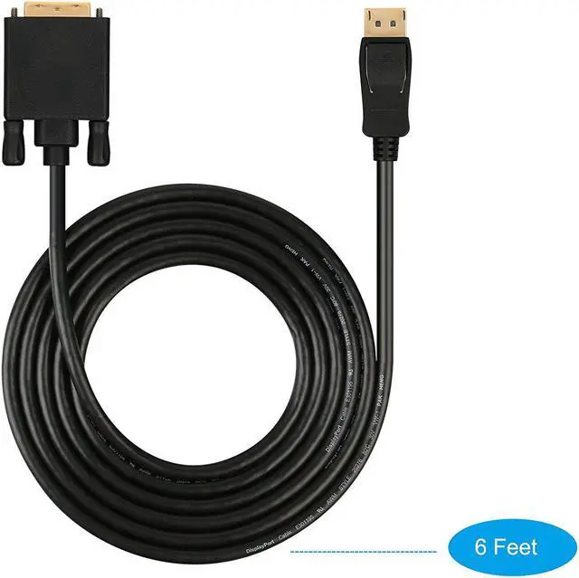 Alt view image 2 of 6 - DisplayPort to DVI Adapter Active Dp Display Port to DVI Single Link Converter Male to Male Gold-Plated Cord 6 Feet Black Cable Support Eyefinity Technology