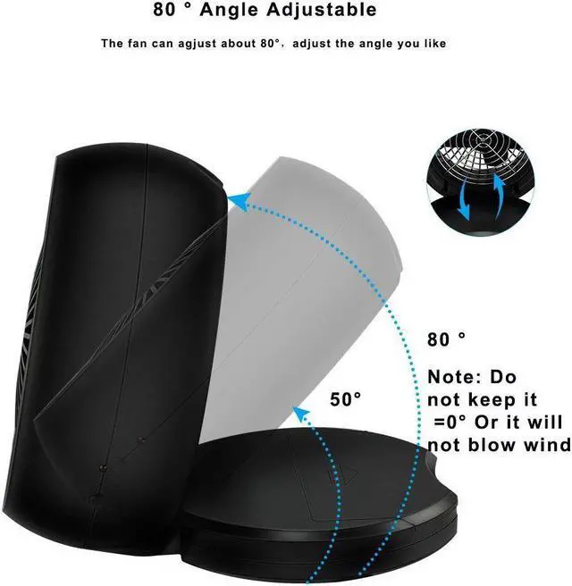 Alt view image 4 of 7 - Portable Desk Fan USB Personal Fan Battery Operated Adjustable Angle for Car Home Office