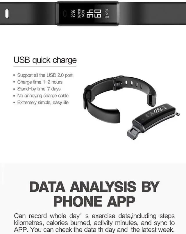 Alt view image 4 of 6 - Fitness Tracker Customized Activity Tracker with Heart Rate Monitor, 14 Sports Modes Smart Watch IP67 Waterproof Bluetooth Pedometer for Men, Women and Kids