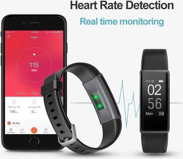 Alt view image 5 of 6 - Fitness Tracker Customized Activity Tracker with Heart Rate Monitor, 14 Sports Modes Smart Watch IP67 Waterproof Bluetooth Pedometer for Men, Women and Kids
