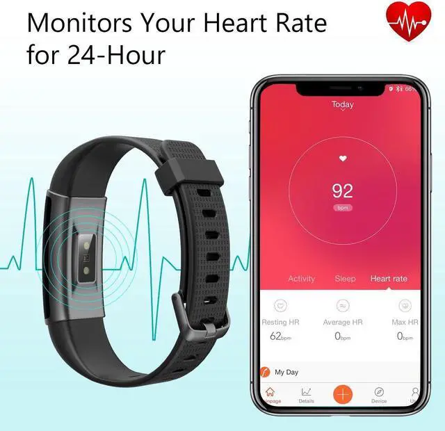 Alt view image 2 of 7 - Fitness Tracker Heart Rate Monitor Color Screen Smart Watch With Sleep Monitor, Step Counter, Message Reminder, IP68 Waterproof Activity Tracker for Android iOS Smart Phone