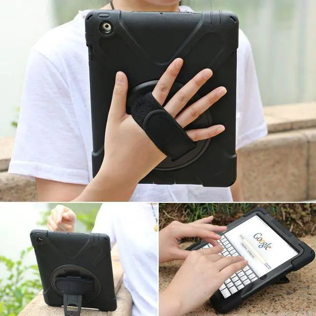 Alt view image 6 of 7 - iPad 2 Case iPad 3 Case iPad 4 Case Heavy Duty Rugged Protective Case With Hand Grip Shoulder Strap & 360° Stand Shock Kids Proof Three Layer Hard Cover For Tablet Apple iPad 2 3 4th Gen