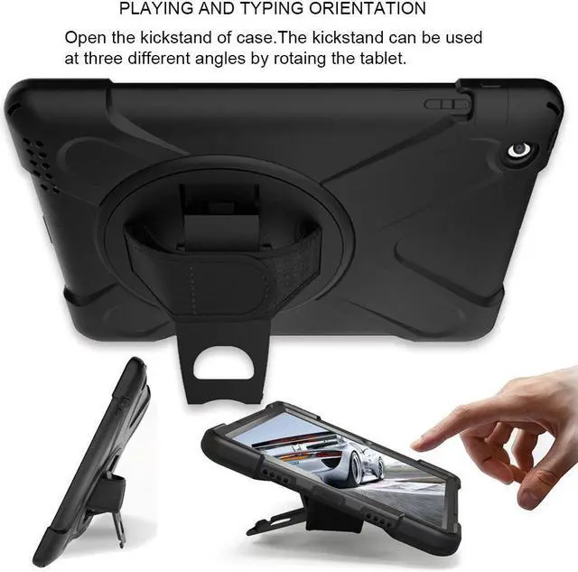 Alt view image 4 of 7 - iPad 2 Case iPad 3 Case iPad 4 Case Heavy Duty Rugged Protective Case With Hand Grip Shoulder Strap & 360° Stand Shock Kids Proof Three Layer Hard Cover For Tablet Apple iPad 2 3 4th Gen