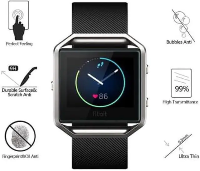Alt view image 5 of 7 - 4 Packs Tempered Glass Screen Protector for Fitbit Blaze Smart Watch [0.3mm 2.5D High Definition 9H] Premium Clear Screen Protective Film for Fitbit Blaze