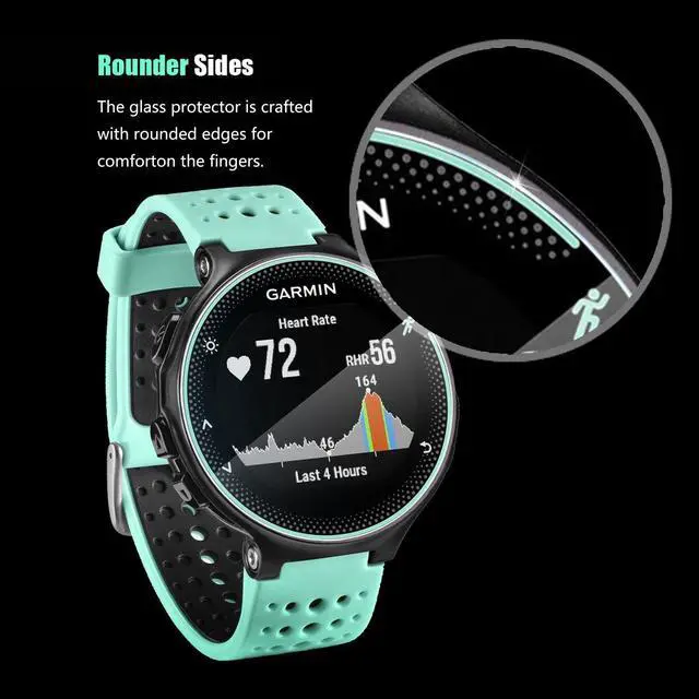 Alt view image 2 of 7 - 4 Packs Tempered Glass Screen Protector for Garmin Forerunner 235 225 620 220 [0.3mm 2.5D High Definition 9H] Premium Clear Screen Protective Film for Garmin Forerunner 235 225 620 220