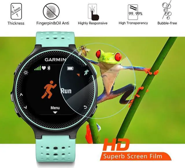 Alt view image 5 of 7 - 4 Packs Tempered Glass Screen Protector for Garmin Forerunner 235 225 620 220 [0.3mm 2.5D High Definition 9H] Premium Clear Screen Protective Film for Garmin Forerunner 235 225 620 220