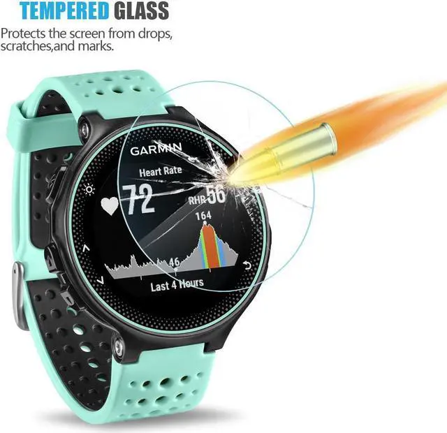 Alt view image 4 of 7 - 4 Packs Tempered Glass Screen Protector for Garmin Forerunner 235 225 620 220 [0.3mm 2.5D High Definition 9H] Premium Clear Screen Protective Film for Garmin Forerunner 235 225 620 220