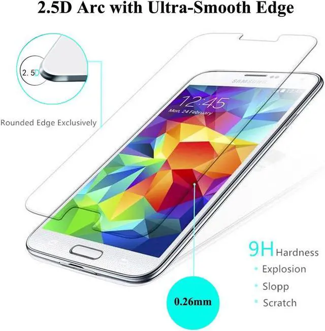 Alt view image 4 of 7 - 2 Pack Galaxy S5 Screen Protector Werleo 0.26mm Thin [Bubble Free/HD Clear/Anti-Scratch/Anti-Glare/Anti Fingerprint] Premium Tempered Glass Screen Protector for Samsung Galaxy S5 Protective Skin Cover