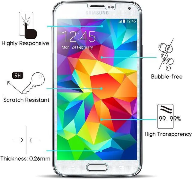 Alt view image 2 of 7 - 2 Pack Galaxy S5 Screen Protector Werleo 0.26mm Thin [Bubble Free/HD Clear/Anti-Scratch/Anti-Glare/Anti Fingerprint] Premium Tempered Glass Screen Protector for Samsung Galaxy S5 Protective Skin Cover