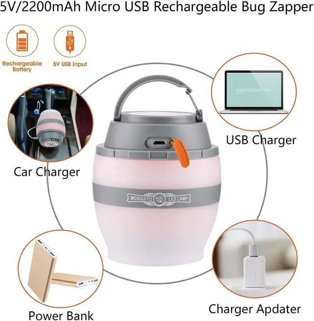 Alt view image 5 of 7 - [Newest Version] Bug Zapper 2 In 1 Night LED Light Bulb Lamp & Mosquito Zapper Repellent| Waterproof,Compact, 2200mAh Rechargeable & Portable| For Indoor & Outdoors, Home & Traveling