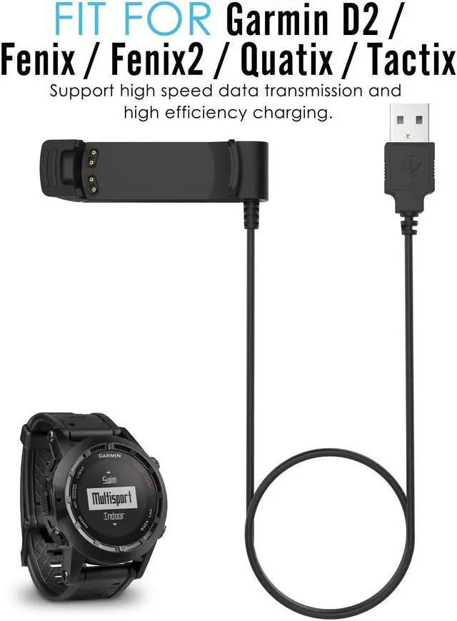 Alt view image 3 of 6 - Garmin D2 Charger Replacement USB Charger Cradle Dock Charging Cable for Garmin D2 / Fenix / Fenix2 / Quatix / Tactix Outdoor Watch BLACK