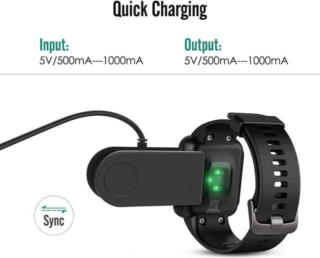 Alt view image 5 of 6 - Garmin Forerunner 35 Charger Clip USB Data Sync Charge Cradle Dock Charger Clip Charging Cable for Garmin Forerunner 35 / 230 / 235XT / 630 / 735XT / Approach S20 Smart Watch Black