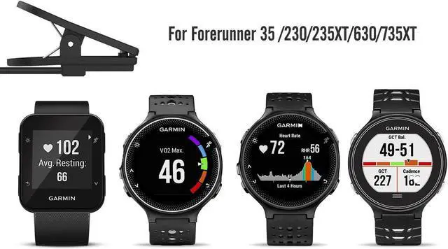 Alt view image 3 of 6 - Garmin Forerunner 35 Charger Clip USB Data Sync Charge Cradle Dock Charger Clip Charging Cable for Garmin Forerunner 35 / 230 / 235XT / 630 / 735XT / Approach S20 Smart Watch Black