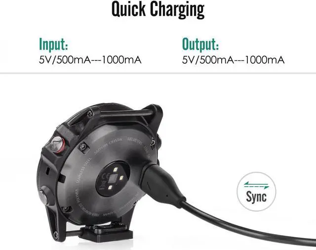 Alt view image 7 of 7 - Charger For Garmin Fenix 5 5S 5X  Forerunner 935 Approach S60 X10 S10 Quatix 5 5 Sapphire Vivoactive 3 Vivosport D2 Charlie Impact BarkLimiter 2 2VT Replacement USB Data Sync Charging Cable