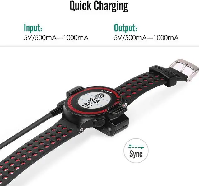 Alt view image 5 of 6 - Garmin Forerunner 220 Charger Dock, USB Data Sync Charge Cradle Dock Charger with 1M Charging Cable for Garmin Forerunner 220 Smart Watch, Black