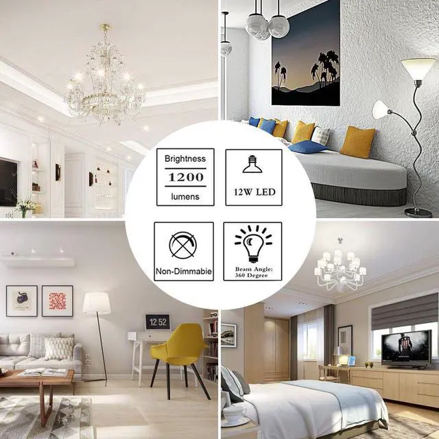 Alt view image 7 of 7 - 3 Packs 12W LED Corn Bulbs Non-dimmable Candelabra LED Light Bulbs 6000K Daylight White 1200LM E12 Base / 100W Incandescent Equivalent
