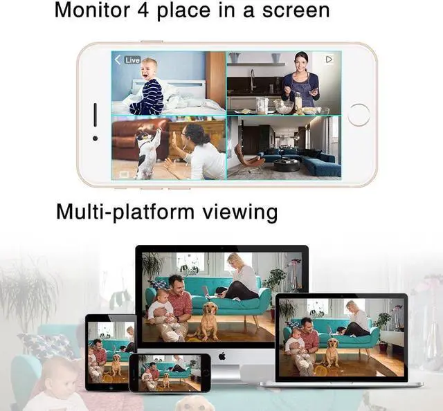 Alt view image 4 of 7 - Wireless Security IP Camera 1080p Wifi Home Surveillance Video Camera for Pet Elder Baby Nanny Home Office Monitor with Pan Tilt Two -Way Audio & Night Vision Cloud Service
