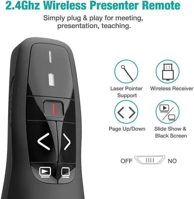 Alt view image 2 of 7 - RF 2.4GHz Wireless USB PowerPoint PPT Presenter Presentation Remote Control Laser Pointer Clicker Flip Pen