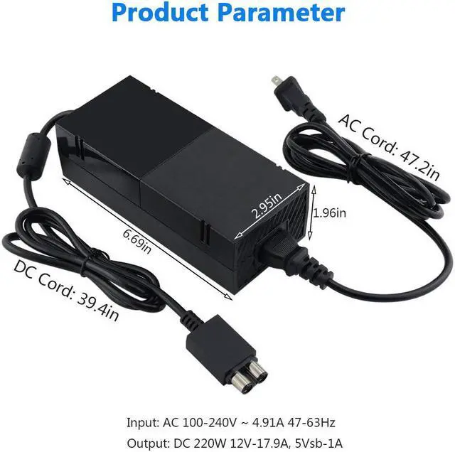 Alt view image 5 of 7 - Xbox One Power Supply Brick [LATEST VERSION] AC Adapter Power Supply Cord Replacement Charger AC Power cord for Microsoft Xbox One Console