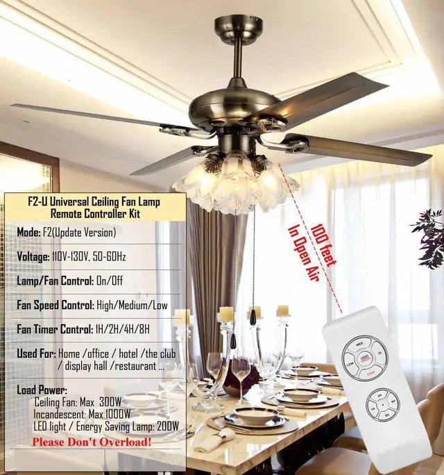 Alt view image 4 of 7 - Universal Ceiling Fan Lamp Remote Controller Kit & Timing Wireless Remote Control for Ceiling Fan For Home office hotel the club display hall restaurant - Fixed Code