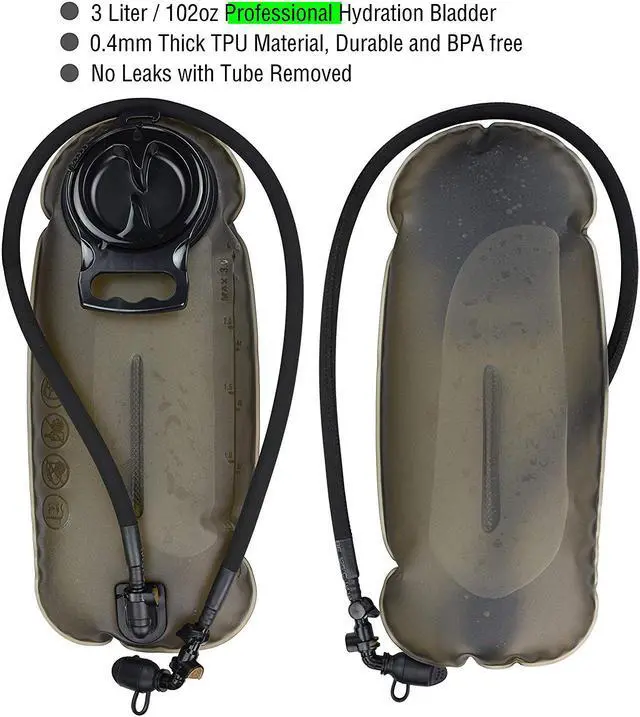 Alt view image 5 of 6 - Tactical Molle Hydration Pack Backpack with 3L TPU Water Bladder, Military Daypack for Cycling, Hiking, Running, Climbing, Hunting, Biking